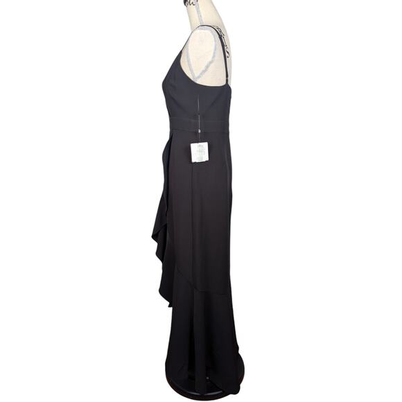 Laundry by Shelli Segal Ruffled High Low Midi Dress Gown Black Size 6 - Picture 4 of 16